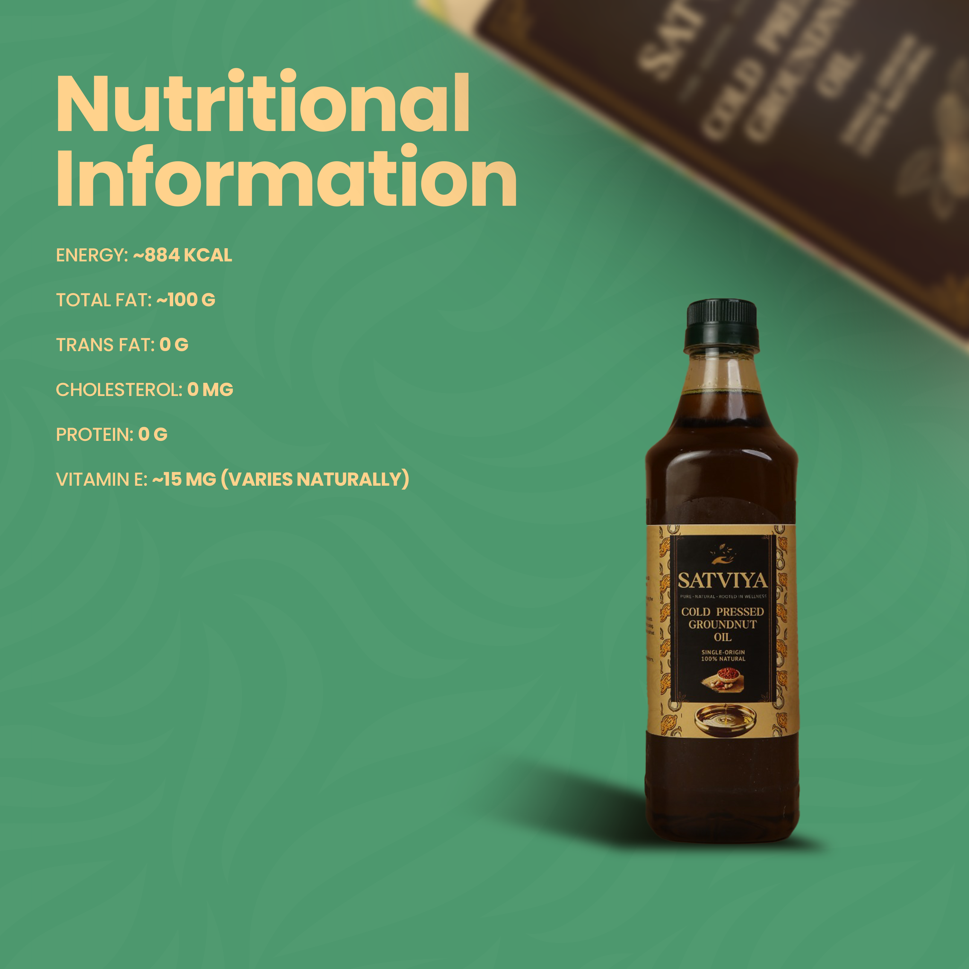 Satviya Wood Cold Pressed Groundnut Peanuts Oil 1 Litre