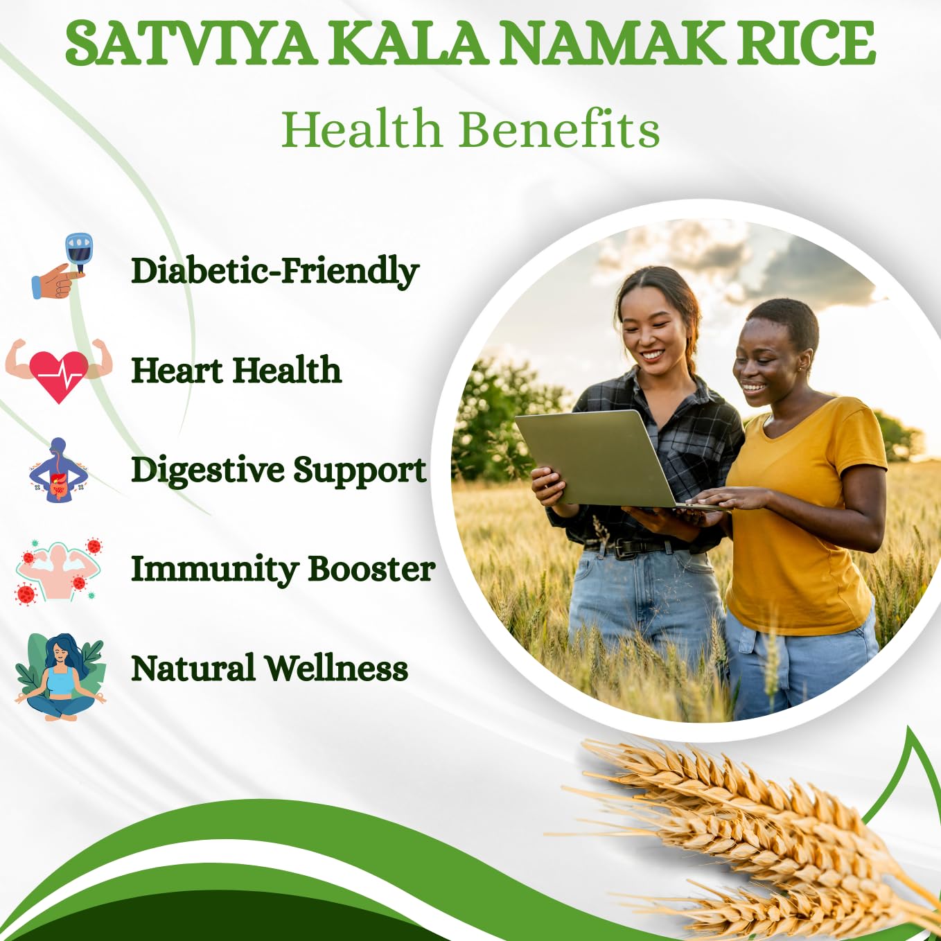 Satviya Kalanamak Diabetic Low GI Rice Unpolished Buddha Rice, Kala Namak Chawal for Diabetics, Blood Sugar Friendly, Protein Powerhouse: Iron & Zinc Rich Whole Grain.