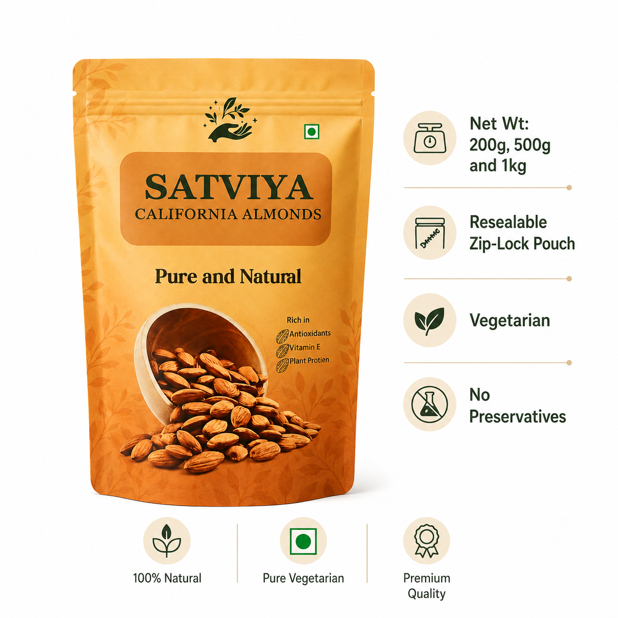 Satviya - Organic & Pure California Almonds
