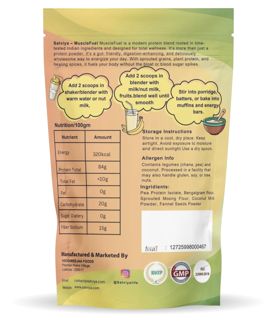 Satviya- MUSCLEFUEL Organic Plant Protein Powder 250g