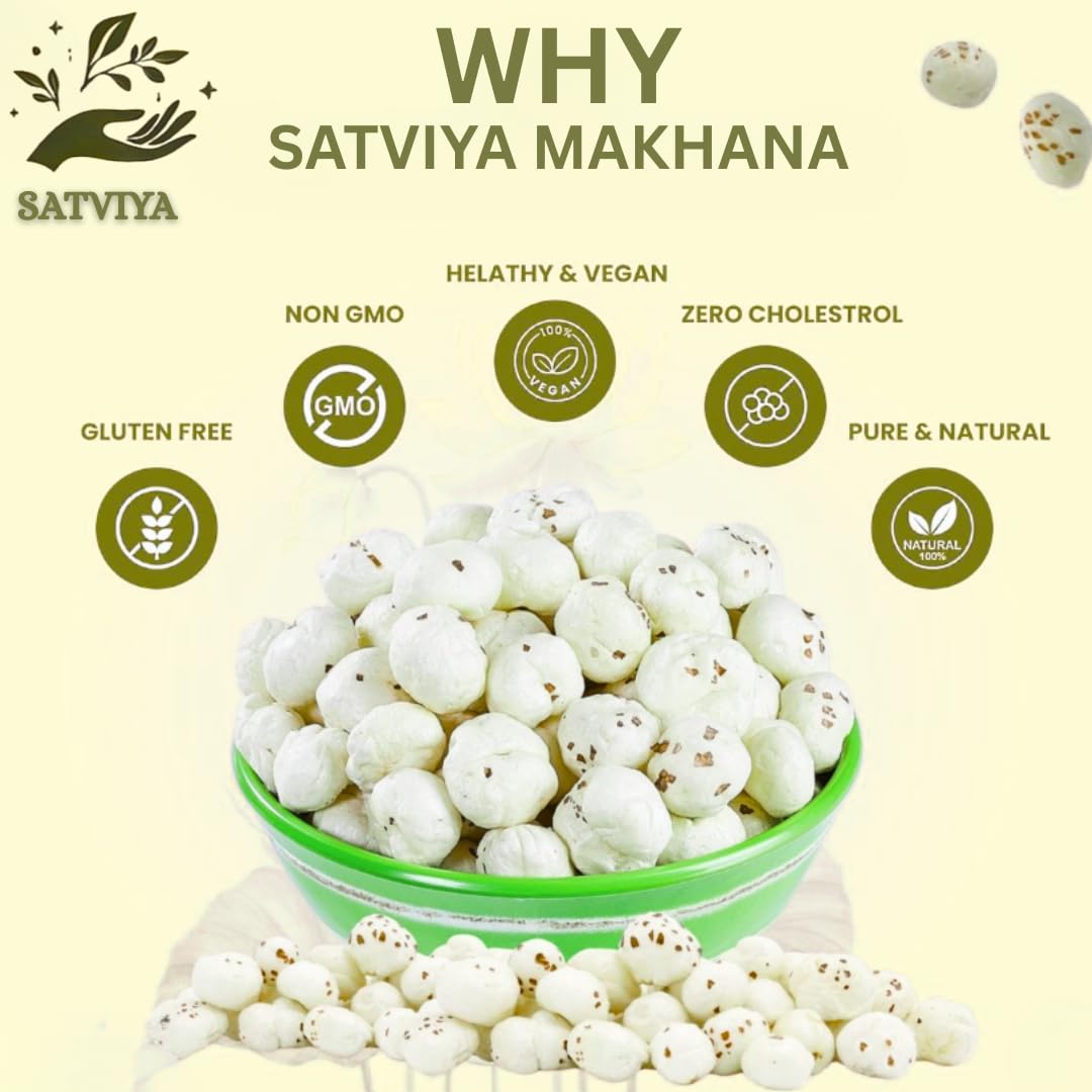 Satviya authentic mithila Makhana premium handpicked fox nuts 100% natural, Pesticide free lotus puffs fit for fasting & prasadam (100g)
