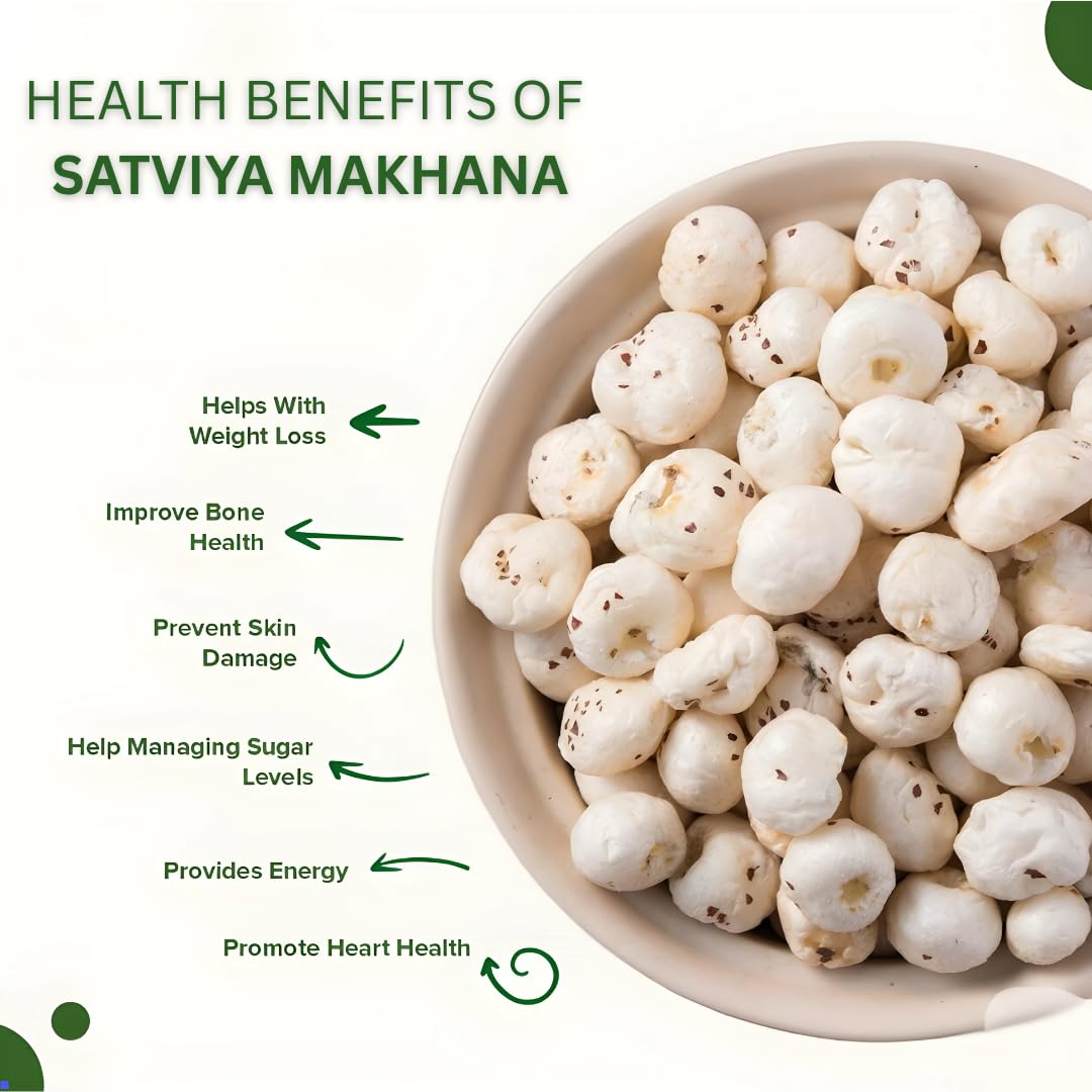 Satviya authentic mithila Makhana premium handpicked fox nuts 100% natural, Pesticide free lotus puffs fit for fasting & prasadam (100g)