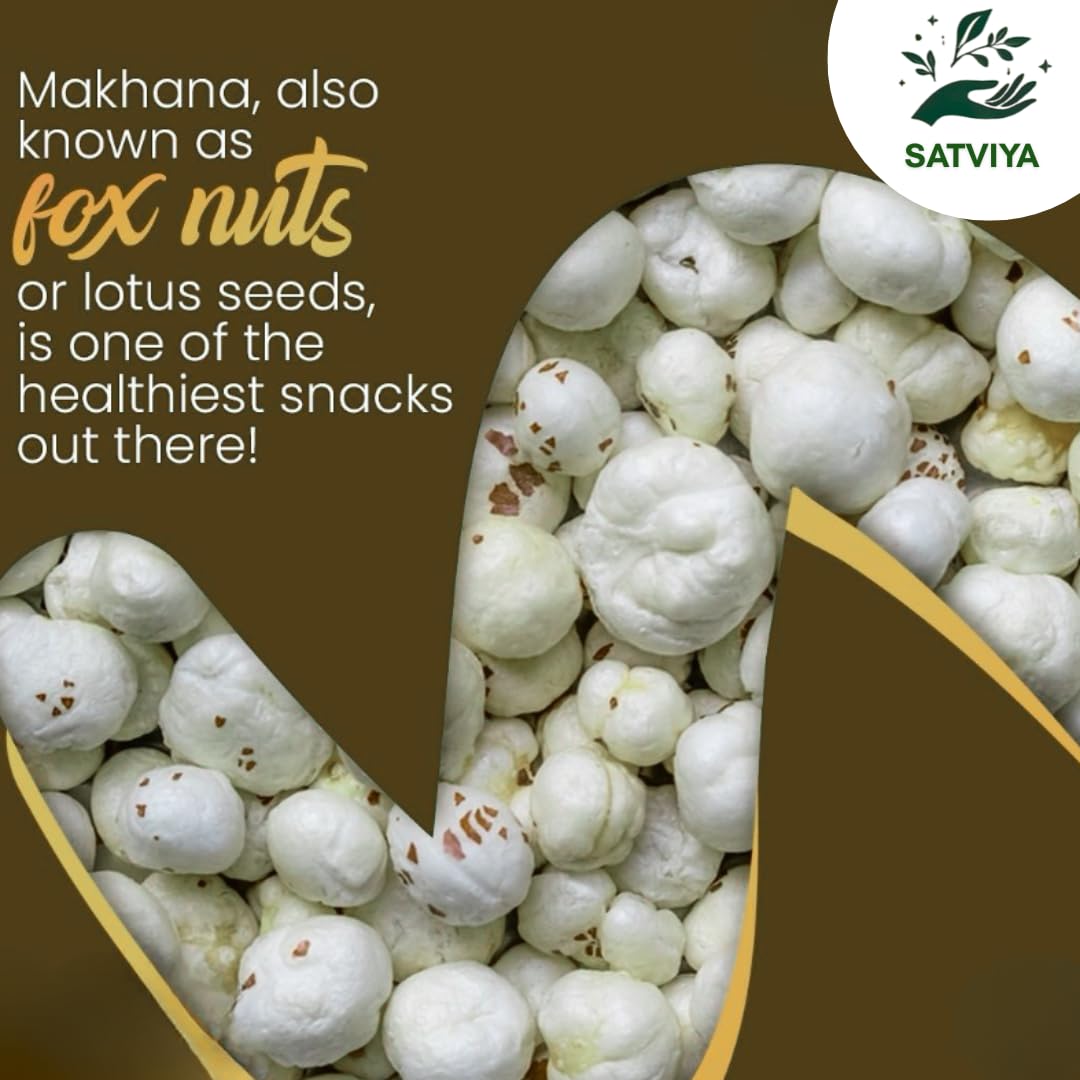 Satviya authentic mithila Makhana premium handpicked fox nuts 100% natural, Pesticide free lotus puffs fit for fasting & prasadam (100g)
