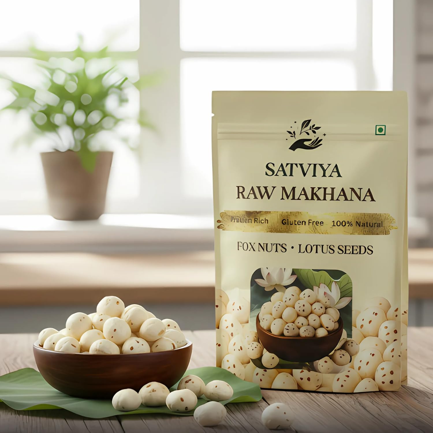 Satviya authentic mithila Makhana premium handpicked fox nuts 100% natural, Pesticide free lotus puffs fit for fasting & prasadam (100g)