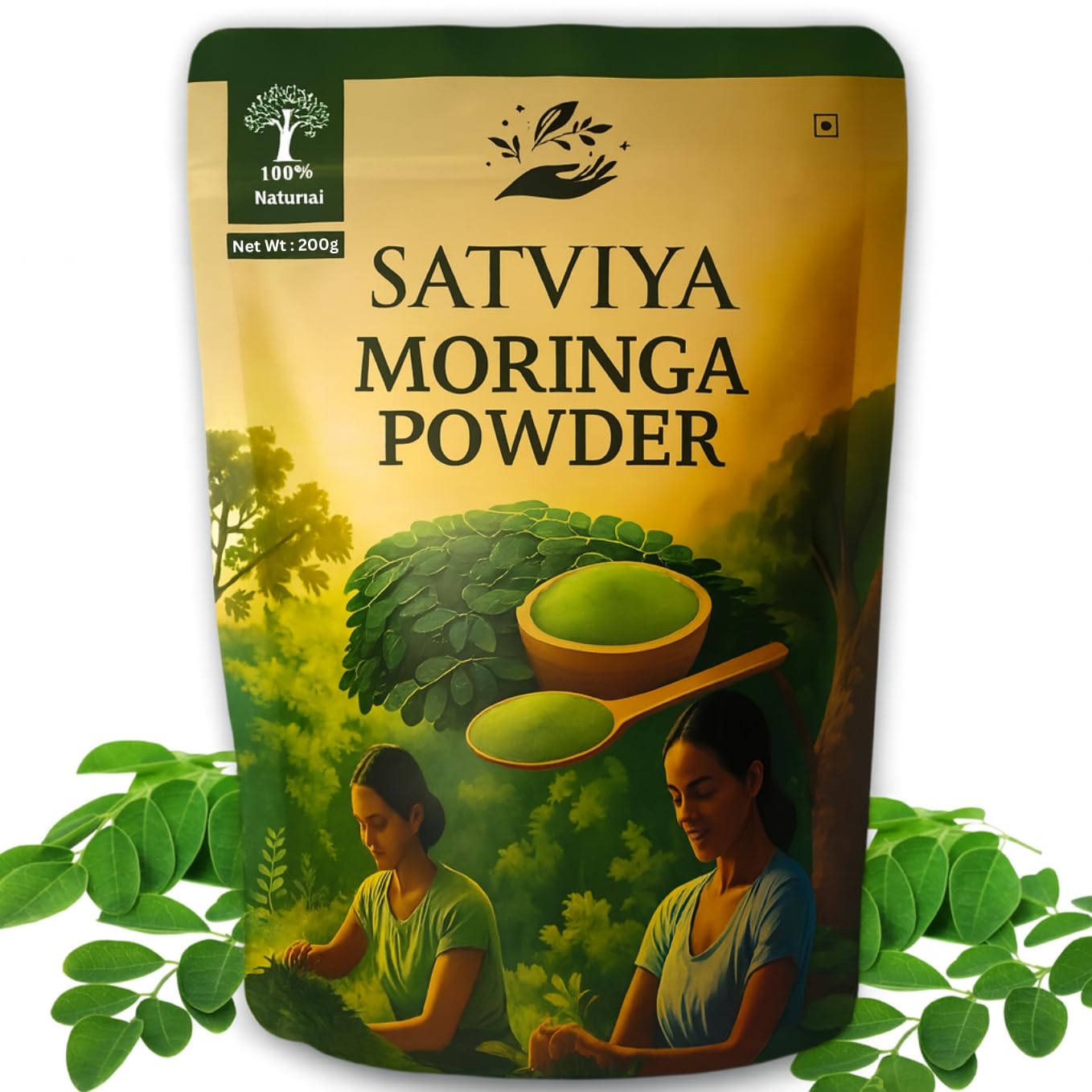 Moringa Powder Organic India - 200g, Pure Natural Moringa Leaves powder, Ayurvedic Superfood for Naturally Boost Energy Levels, Immunity, Boost Energy Level & Digestion