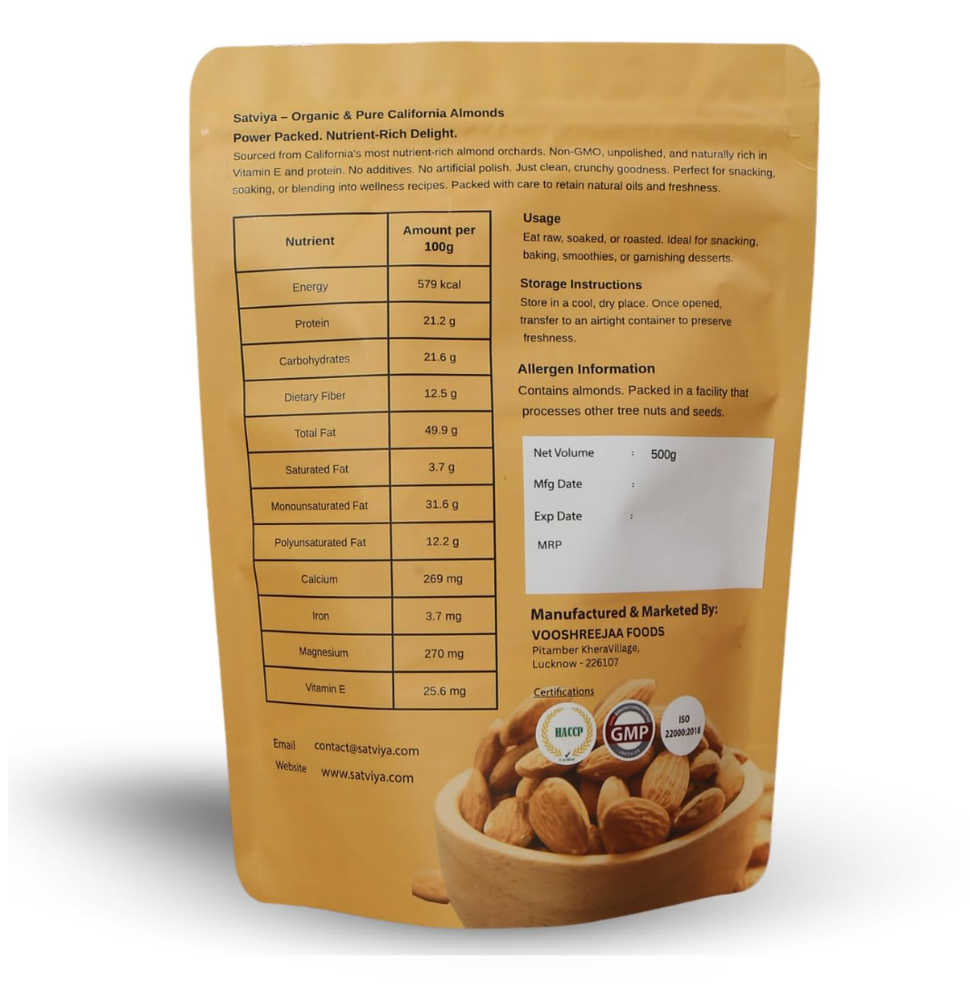 Satviya - Organic & Pure California Almonds
